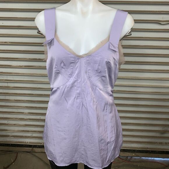 Simply Vera purple strap top w/ beige tulle accent - Picture 1 of 8